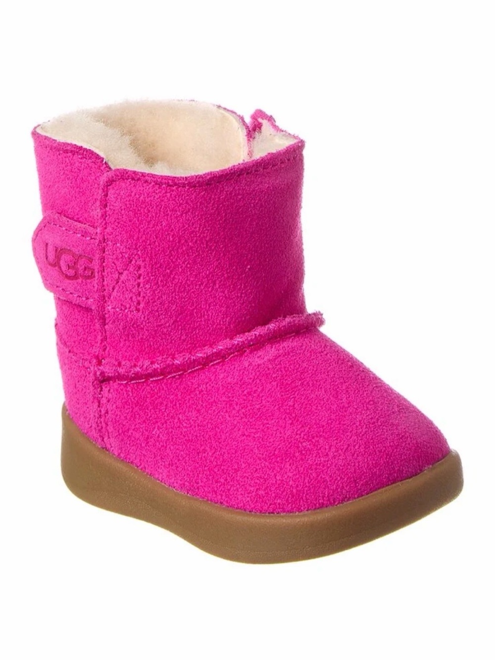 UGG Kids Bright Pink Suede Shearling-Lined Boot